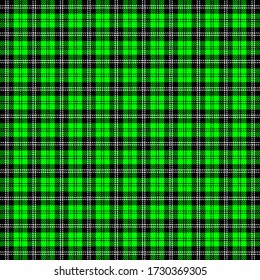 Tartan plaid. Patrón escocés en jaula negra, lima y blanca. Jaula escocesa. Fondo tradicional escocés a cuadros. Textura de tela sin fisuras. Ilustración del vector