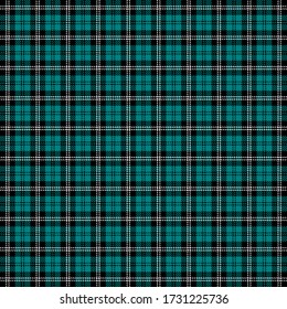 Tartan plaid. Patrón escocés en jaulas negras, de teal y blancas. Jaula escocesa. Fondo tradicional escocés a cuadros. Textura de tela sin fisuras. Ilustración del vector