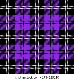 Tartan plaid. Patrón escocés en jaula negra, azul y blanca. Jaula escocesa. Fondo tradicional escocés a cuadros. Textura de tela sin fisuras. Ilustración del vector