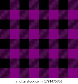 Tartan plaid. Scottish pattern in black and purple cage. Scottish cage. Traditional Scottish checkered background. Seamless fabric texture. Vector illustration