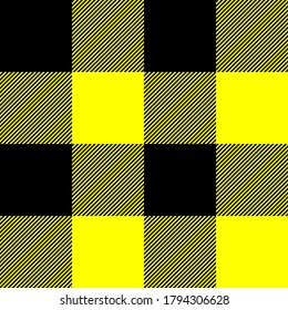 Tartan plaid. Scottish pattern in black and yellow cage. Scottish cage. Traditional Scottish checkered background. Seamless fabric texture. Vector illustration