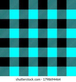 Tartan plaid. Scottish pattern in black and аqua cage. Scottish cage. Traditional Scottish checkered background. Seamless fabric texture. Vector illustration