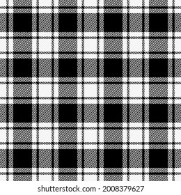 Tartan plaid. Scottish pattern in black and white cage. Scottish cage. Traditional Scottish checkered background. Seamless fabric texture. Vector illustration