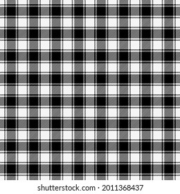 Tartan plaid. Schottisches Muster in schwarz-weißem Käfig. Schottischer Käfig. Traditioneller schottischer, karierter Hintergrund. Nahtlose Textur. Vektorgrafik