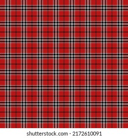 Tartan plaid. Scottish pattern in black, red and white cage. Scottish cage. Traditional Scottish checkered background. Seamless fabric texture. Vector illustration