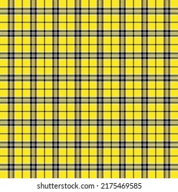 Tartan plaid. Scottish pattern in black, yellow and white cage. Scottish cage. Traditional Scottish checkered background. Seamless fabric texture. Vector illustration