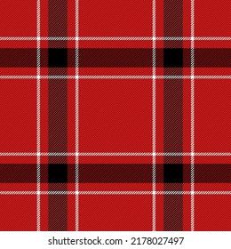 Tartan plaid. Scottish pattern in black, red and white cage. Scottish cage. Traditional Scottish checkered background. Seamless fabric texture. Vector illustration