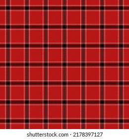 Tartan plaid. Scottish pattern in black, red and white cage. Scottish cage. Traditional Scottish checkered background. Seamless fabric texture. Vector illustration
