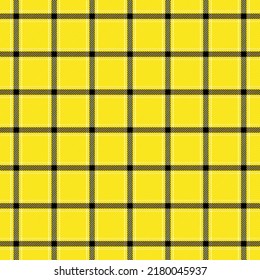 Tartan plaid. Scottish pattern in black, yellow and white cage. Scottish cage. Traditional Scottish checkered background. Seamless fabric texture. Vector illustration