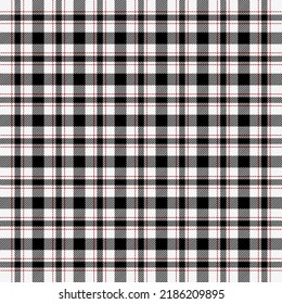 Tartan plaid. Scottish pattern in black, red and white cage. Scottish cage. Traditional Scottish checkered background. Seamless fabric texture. Vector illustration