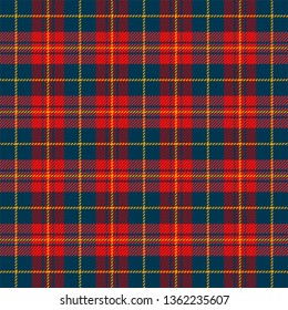 Tartan plaid. Scottish pattern in blue and red cage. Scottish cage. Traditional Scottish checkered background. Seamless fabric texture. Vector illustration