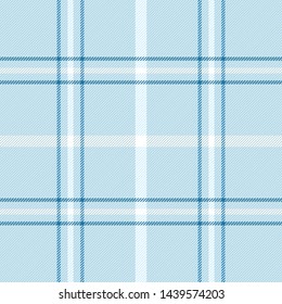 Tartan plaid. Scottish pattern in blue and white cage. Scottish cage. Traditional Scottish checkered background. Seamless fabric texture. Vector illustration