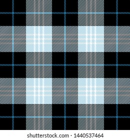 Tartan plaid. Scottish pattern in blue and white cage. Scottish cage. Traditional Scottish checkered background. Seamless fabric texture. Vector illustration
