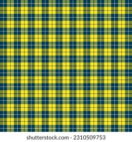 Tartan plaid. Schottisches Muster in blauem und gelbem Käfig. Schottischer Käfig. Traditioneller schottischer, karierter Hintergrund. Nahtlose Textur. Vektorgrafik