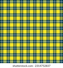 Tartan plaid. Patrón escocés en jaula azul y amarilla. Jaula escocesa. Fondo tradicional escocés a cuadros. Textura de tela sin fisuras. Ilustración del vector