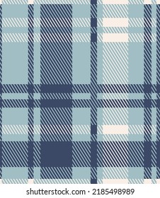 Tartan plaid. Schottisches Muster in dunklem, blauem und weißem Scheck. Der schottische Käfig. Traditioneller schottischer, karierter Hintergrund. Nahtlose Textur.