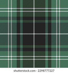 Tartan plaid. Schottisches Muster in grünem, schwarz-weißem Käfig. Schottischer Käfig. Traditioneller schottischer, karierter Hintergrund. Nahtlose Textur. Vektorgrafik
