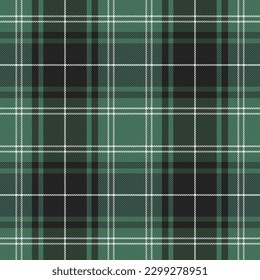 Tartan plaid. Scottish pattern in green, black and white cage. Scottish cage. Traditional Scottish checkered background. Seamless fabric texture. Vector illustration