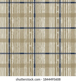 Tartan plaid. Scottish pattern in navy, beige and white cage. Scottish cage. Traditional Scottish checkered background. Template for design ornament. Seamless fabric texture. Vector illustration