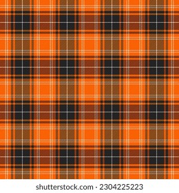 Tartan plaid. Patrón escocés en jaula naranja, negra y blanca. Jaula escocesa. Fondo tradicional escocés a cuadros. Textura de tela sin fisuras. Ilustración del vector