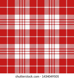Tartan plaid. Scottish pattern in red and white cage. Scottish cage. Traditional Scottish checkered background. Seamless fabric texture. Vector illustration