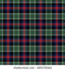 Tartan plaid. Scottish pattern in red, green and black cage. Scottish cage. Traditional Scottish checkered background. Seamless fabric texture. Vector illustration