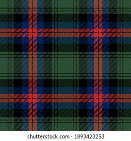 Tartan plaid. Scottish pattern in red, green and black cage. Scottish cage. Traditional Scottish checkered background. Seamless fabric texture. Vector illustration