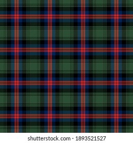 Tartan plaid. Scottish pattern in red, green and black cage. Scottish cage. Traditional Scottish checkered background. Seamless fabric texture. Vector illustration