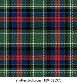 Tartan plaid. Scottish pattern in red, green and black cage. Scottish cage. Traditional Scottish checkered background. Seamless fabric texture. Vector illustration