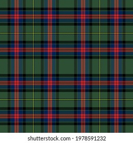 Tartan plaid. Scottish pattern in red, green and black cage. Scottish cage. Traditional Scottish checkered background. Seamless fabric texture. Vector illustration
