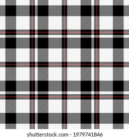 Tartan plaid. Scottish pattern in red, white and black cage. Scottish cage. Traditional Scottish checkered background. Seamless fabric texture. Vector illustration