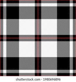Tartan plaid. Scottish pattern in red, white and black cage. Scottish cage. Traditional Scottish checkered background. Seamless fabric texture. Vector illustration