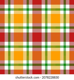 Tartan plaid. Patrón escocés en jaula roja blanca. Jaula escocesa. Fondo tradicional escocés a cuadros. Plantilla para ornamento de diseño. Vector de textura de tela de costura étnica