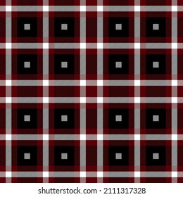 Tartan plaid. Patrón escocés en jaula roja y blanca. Jaula escocesa. Fondo tradicional escocés a cuadros. Plantilla para ornamento de diseño. Textura de tela sin foco Rectalización de patrones étnicos ilustraciones vectoriales