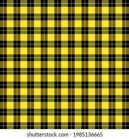 Tartan plaid. Scottish pattern in yellow and black cage. Scottish cage. Traditional Scottish checkered background. Seamless fabric texture. Vector illustration