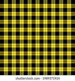 Tartan plaid. Schottisches Muster in gelben und schwarzen Käfigen. Schottischer Käfig. Traditioneller schottischer, karierter Hintergrund. Nahtlose Textur. Vektorgrafik