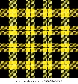 Tartan plaid. Patrón escocés en jaulas amarillas y negras. Jaula escocesa. Fondo tradicional escocés a cuadros. Textura de tela sin fisuras. Ilustración del vector