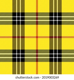 Tartan plaid. Scottish pattern in yellow and black cage. Scottish cage. Traditional Scottish checkered background. Seamless fabric texture. Vector illustration