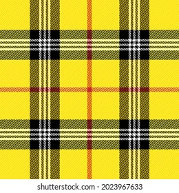 Tartan plaid. Scottish pattern in yellow and black cage. Scottish cage. Traditional Scottish checkered background. Seamless fabric texture. Vector illustration