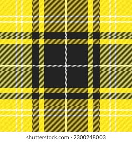 Tartan plaid. Scottish pattern in yellow, black and white cage. Scottish cage. Traditional Scottish checkered background. Seamless fabric texture. Vector illustration