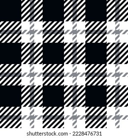 Tartan Plaid seamless patten. Vector black and white check plaid textured background. Traditional fabric print. Checkered monochrome plaid texture for fashion, print, design.