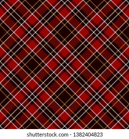 Tartan Plaid  Seamless Pattern Background. Black, Red, Gold  and  White  Color  Wrap. Flannel Shirt Patterns. Trendy Tiles Vector Illustration for Wallpapers.
