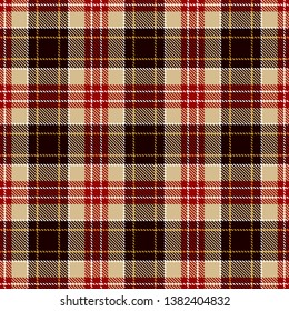 Tartan Plaid  Seamless Pattern Background. Black, Red, Gold, Camel Beige  and  White  Color  Wrap. Flannel Shirt Patterns. Trendy Tiles Vector Illustration for Wallpapers.