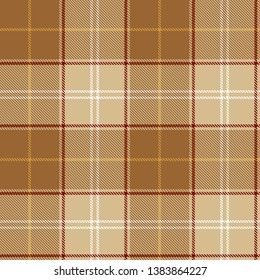 Tartan  Plaid  Seamless Pattern Background. Camel Beige,  Brown, Red   and  White  Color  Wrap. Flannel Shirt Patterns. Trendy Tiles Vector Illustration for Wallpapers.