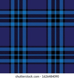 Tartan plaid seamless pattern black blue line fabric texture blue background, Scottish cage