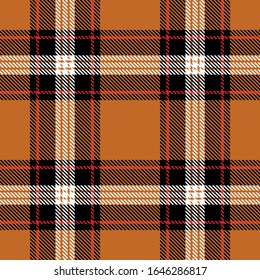 Tartan plaid seamless pattern black red white line fabric texture brown background, Scottish cage