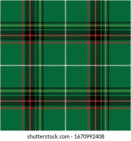 Tartan plaid seamless pattern black white red yellow line fabric texture green background ,Scottish cage