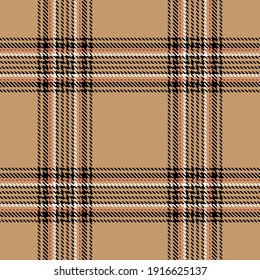 Tartan plaid seamless pattern black white red line fabric texture brown background, Check design ,Scottish cage , Vector illustration
