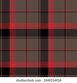 Tartan plaid seamless pattern black red line fabric texture gray background, Scottish cage , Check design , Vector illustration