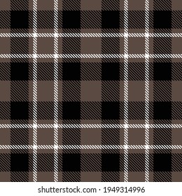 Tartan plaid seamless pattern black white line fabric texture gray background, Scottish cage , Check design , Vector illustration